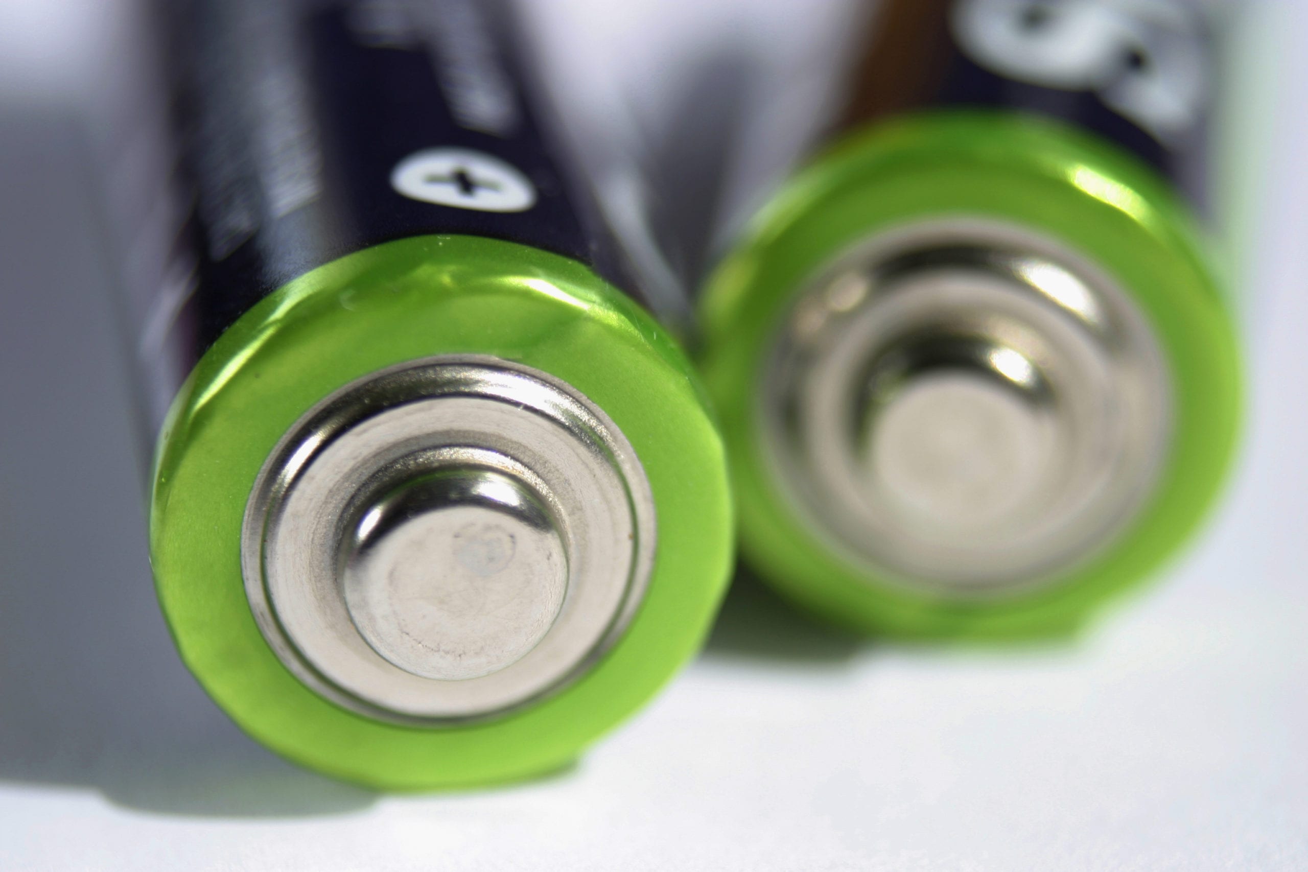 A pair of rechargeable batteries. 