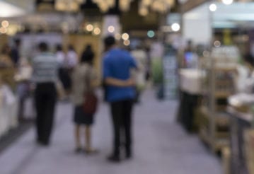 Out of focus photo of a tradeshow floor
