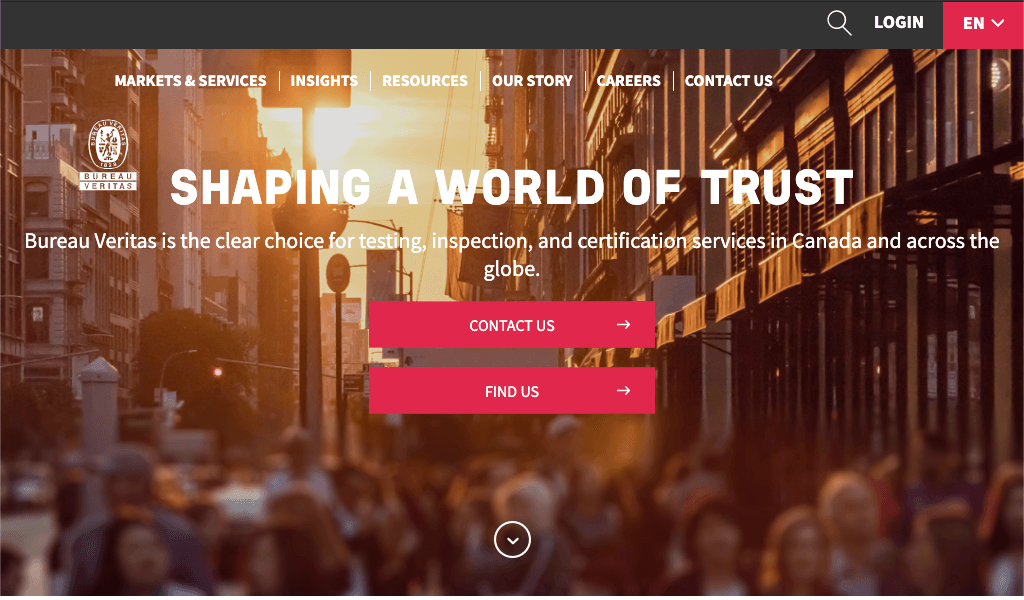 Bureau Veritas website screenshot
