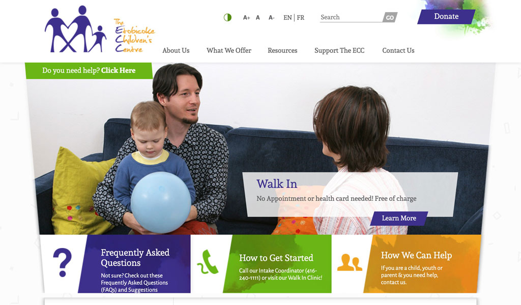 Etobicoke Children's Centre website screenshot