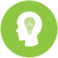 Illustration of a lightbulb inside of a person's head