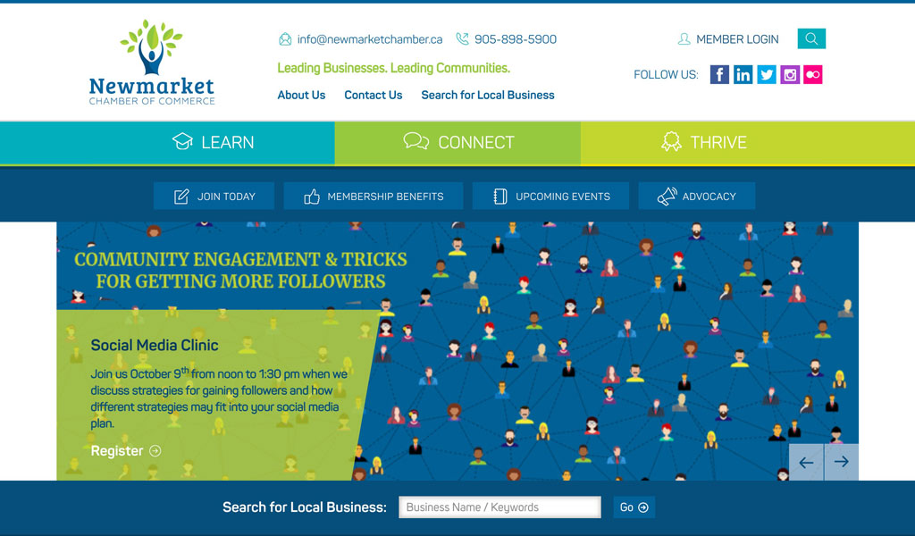 Newmarket Chamber of Commerce website screenshot