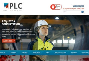 PLC Fire Safety Solutions website screenshot