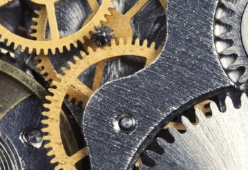 Close up of clock gears