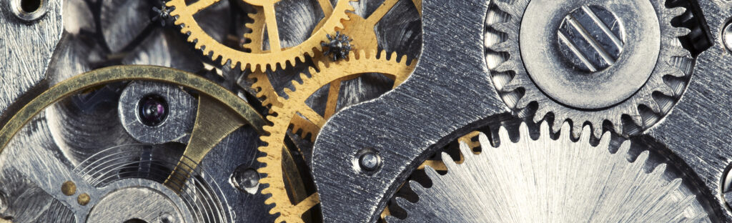 Close up of clock gears