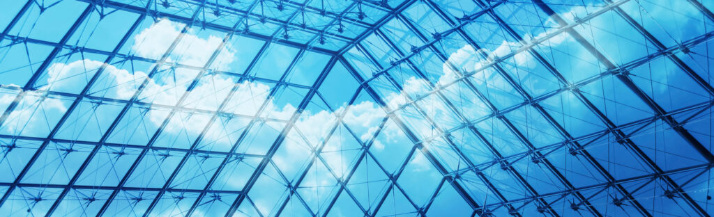 Glass ceiling with clouds