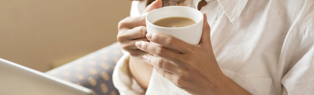 Woman holding a coffee mug