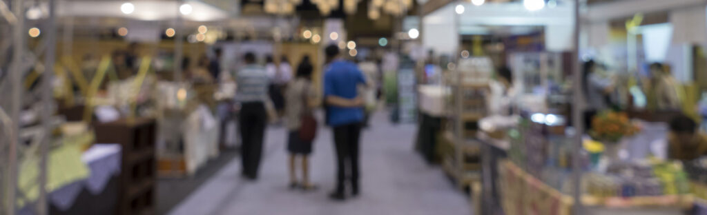 Out of focus photo of a tradeshow floor